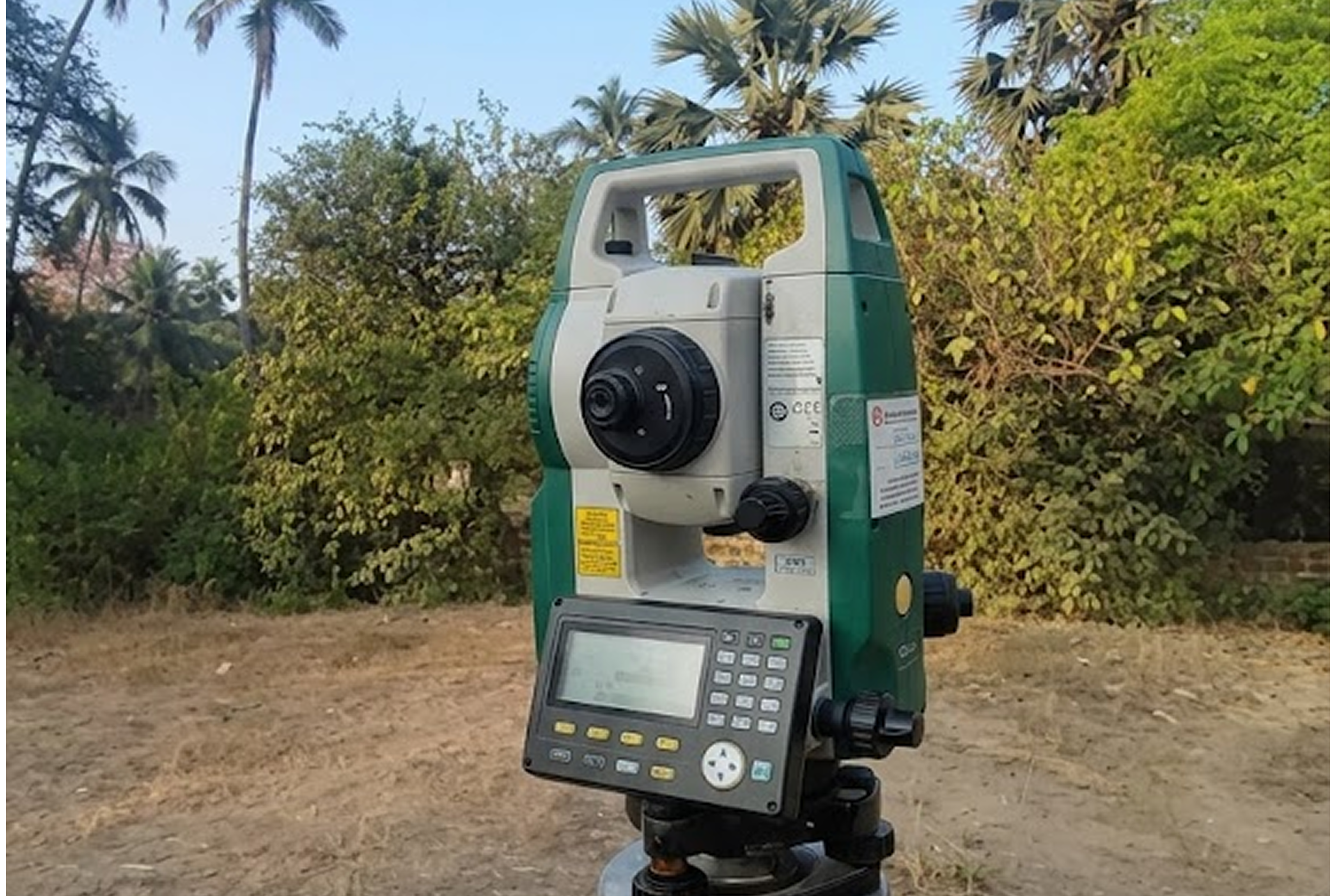 Building layout survey — Ivan marking foundation lines on a construction site in Mira-Bhayandar